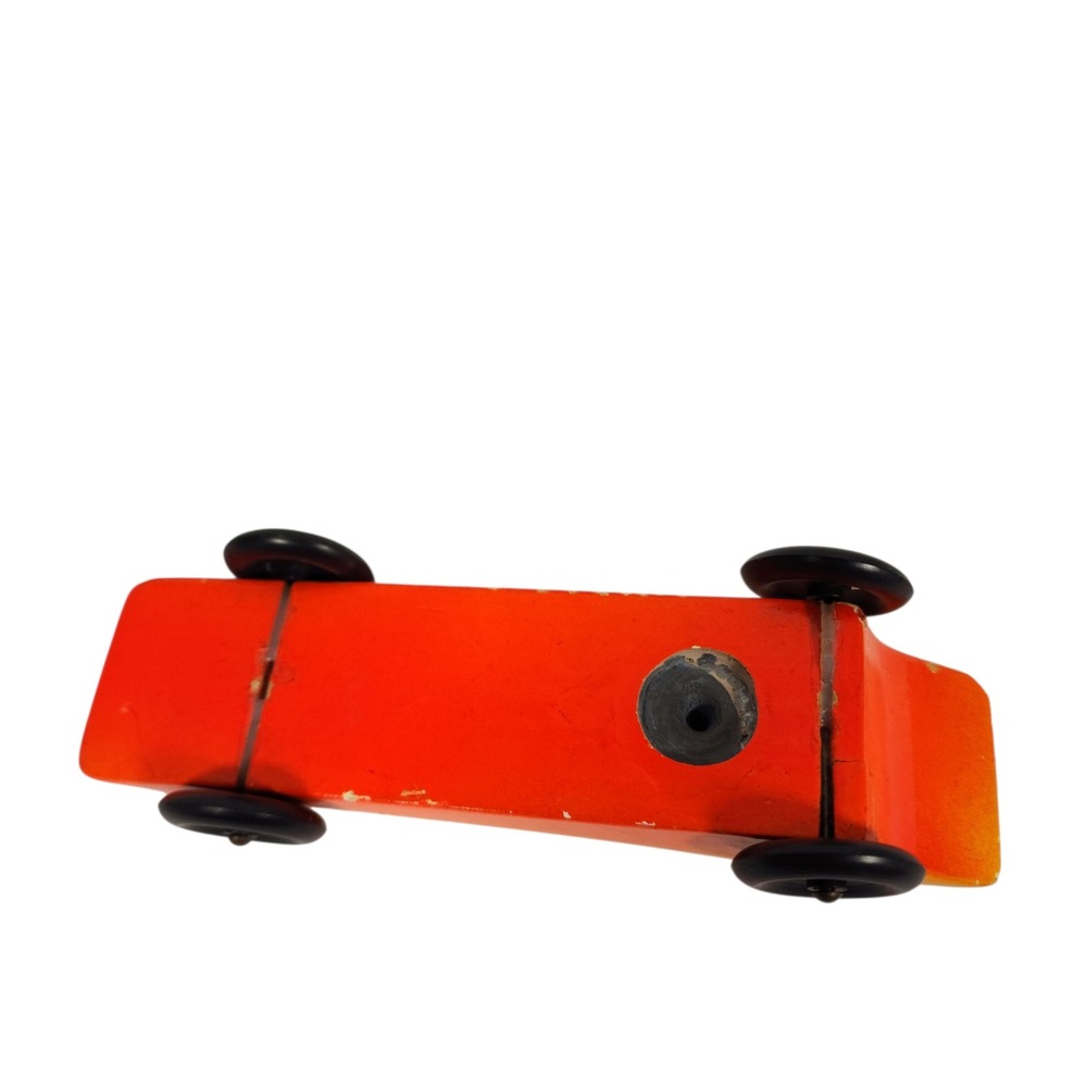 Vintage Wooden Toy Derby Race Car‎ Yellow Orange Ombre Handcrafted - Picture 6 of 6